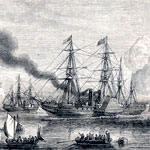 Le Great Western et le Sirius entrant dans le port de New York, après la traversée de l'Atlantique en 1838