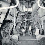 La chaufferie du France en 1912 : 4000 tonnes de charbon par traversée